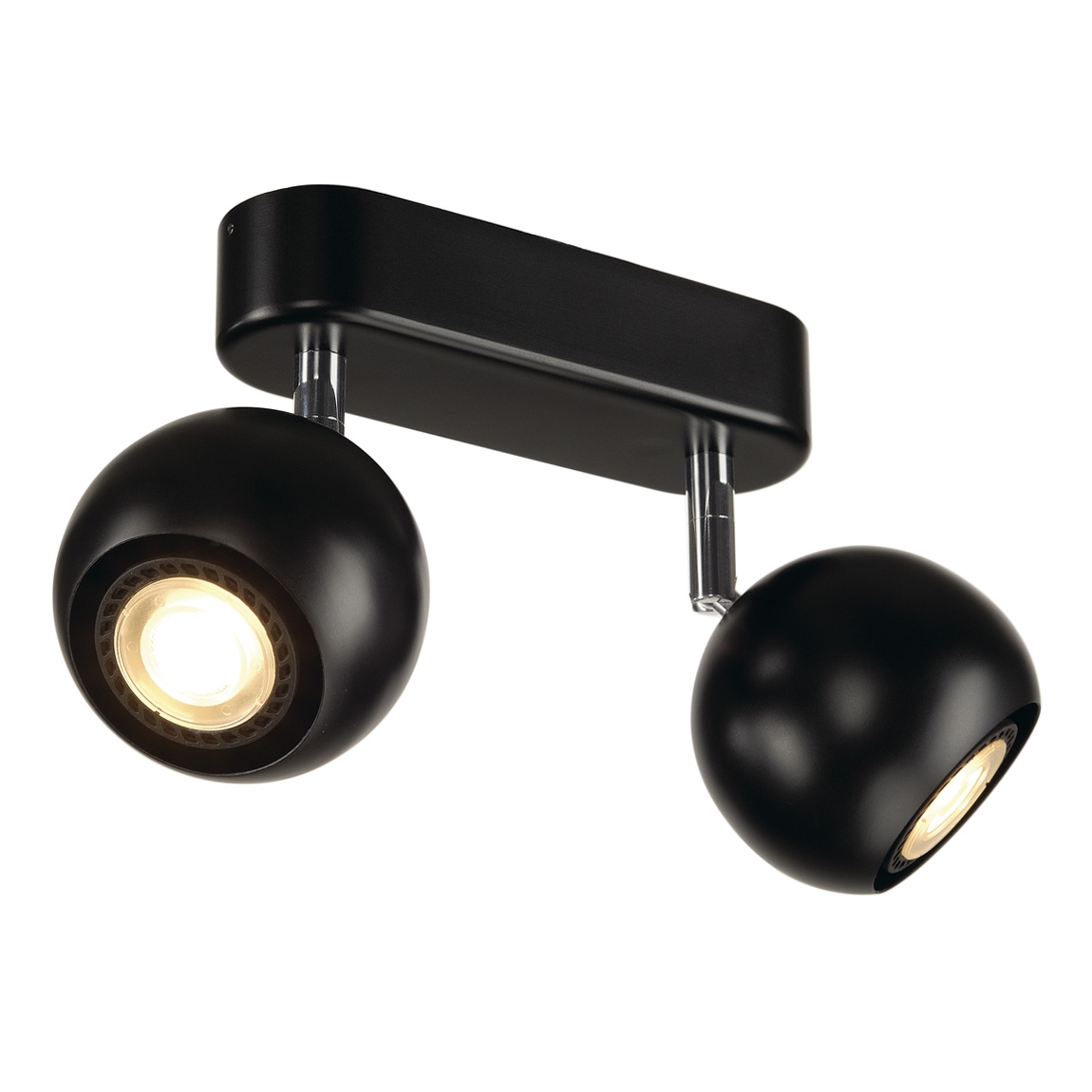 SLV 149070 LIGHT EYE 90 DOUBLE светильник накладной для 2-х ламп GU10 по 50Вт макс., черный / хром SLV 149070 LIGHT EYE 90 DOUBLE светильник накладной для 2-х ламп GU10 по 50Вт макс., черный / хром