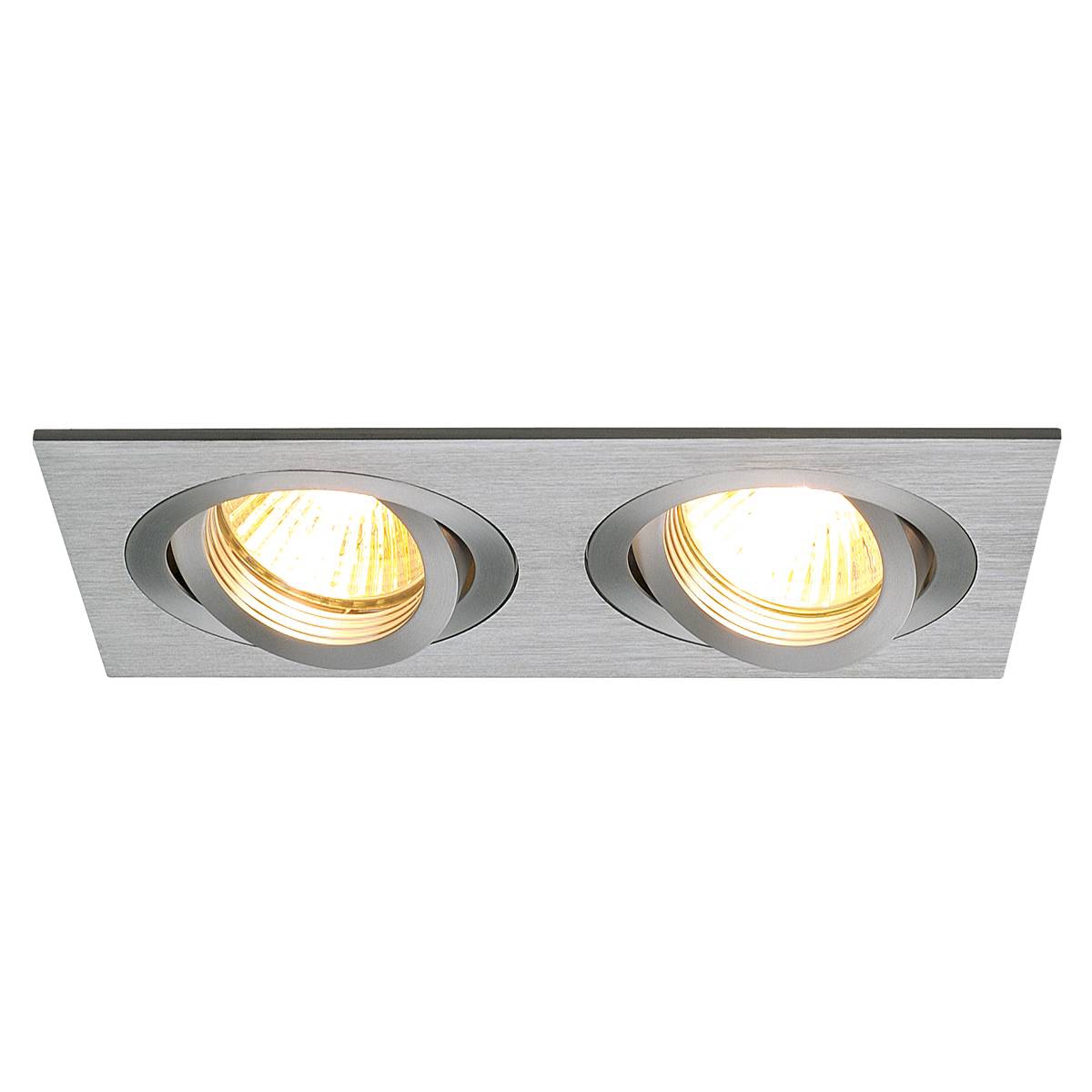 SLV 111352 NEW TRIA 2 MR16 светильник встраиваемый для 2-x ламп MR16 по 50Вт макс., матир. Алюминий